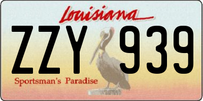 LA license plate ZZY939