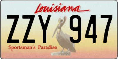 LA license plate ZZY947