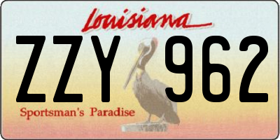 LA license plate ZZY962