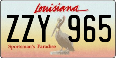 LA license plate ZZY965