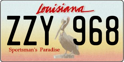 LA license plate ZZY968