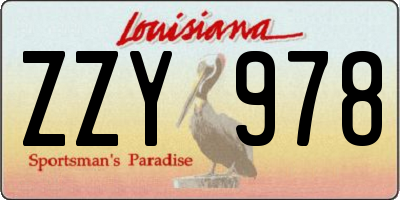 LA license plate ZZY978