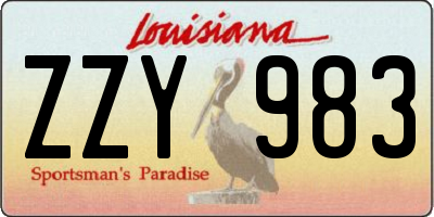 LA license plate ZZY983