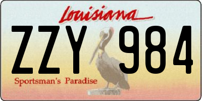 LA license plate ZZY984