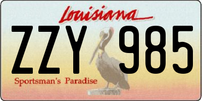 LA license plate ZZY985