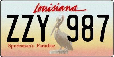 LA license plate ZZY987