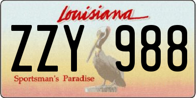 LA license plate ZZY988