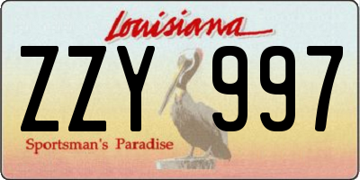LA license plate ZZY997