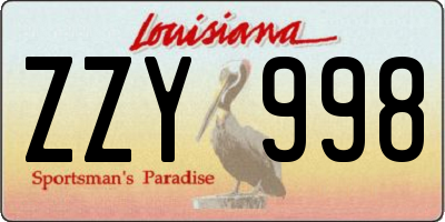 LA license plate ZZY998