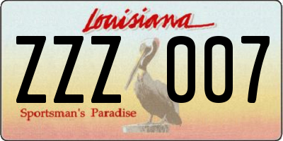 LA license plate ZZZ007