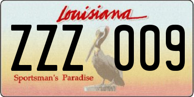LA license plate ZZZ009