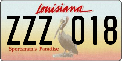 LA license plate ZZZ018