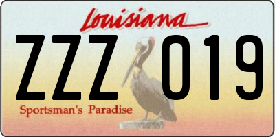 LA license plate ZZZ019