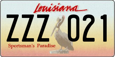 LA license plate ZZZ021