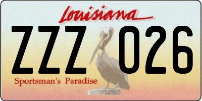 LA license plate ZZZ026