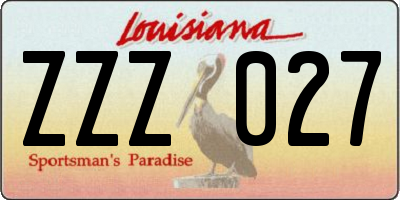 LA license plate ZZZ027