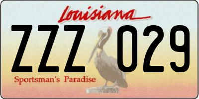 LA license plate ZZZ029