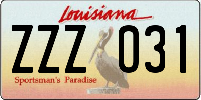 LA license plate ZZZ031