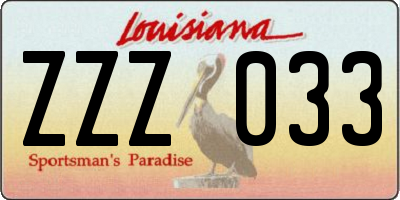 LA license plate ZZZ033