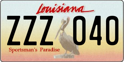 LA license plate ZZZ040