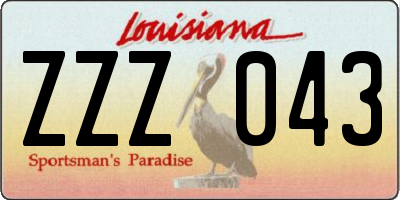 LA license plate ZZZ043