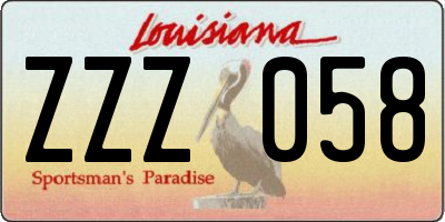 LA license plate ZZZ058
