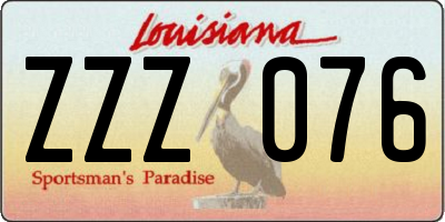 LA license plate ZZZ076