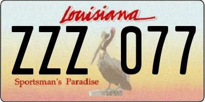 LA license plate ZZZ077