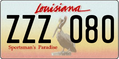 LA license plate ZZZ080