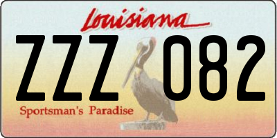 LA license plate ZZZ082