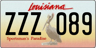 LA license plate ZZZ089