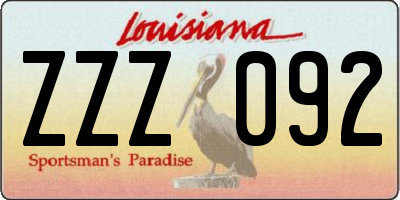 LA license plate ZZZ092