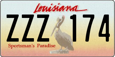 LA license plate ZZZ174