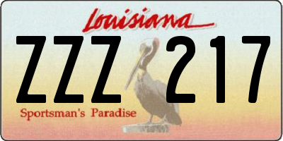 LA license plate ZZZ217