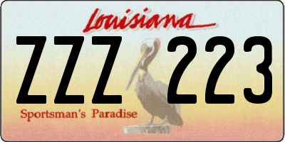 LA license plate ZZZ223