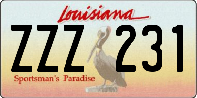 LA license plate ZZZ231