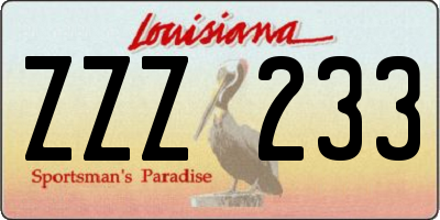LA license plate ZZZ233
