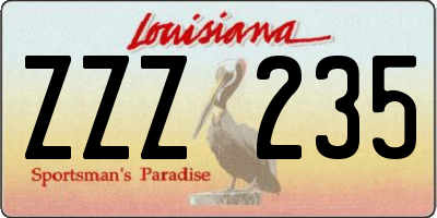 LA license plate ZZZ235