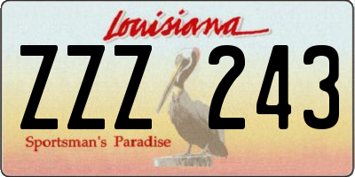 LA license plate ZZZ243