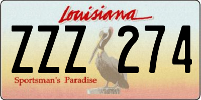LA license plate ZZZ274