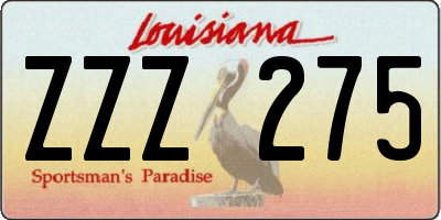 LA license plate ZZZ275