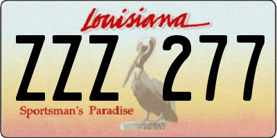 LA license plate ZZZ277