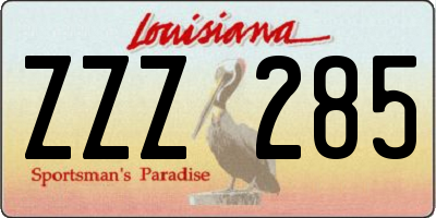 LA license plate ZZZ285