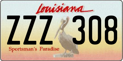 LA license plate ZZZ308