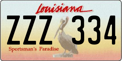 LA license plate ZZZ334