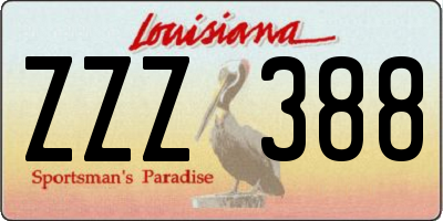 LA license plate ZZZ388