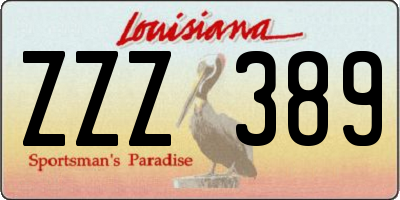 LA license plate ZZZ389