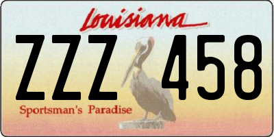 LA license plate ZZZ458