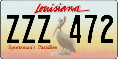 LA license plate ZZZ472