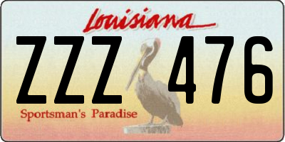 LA license plate ZZZ476